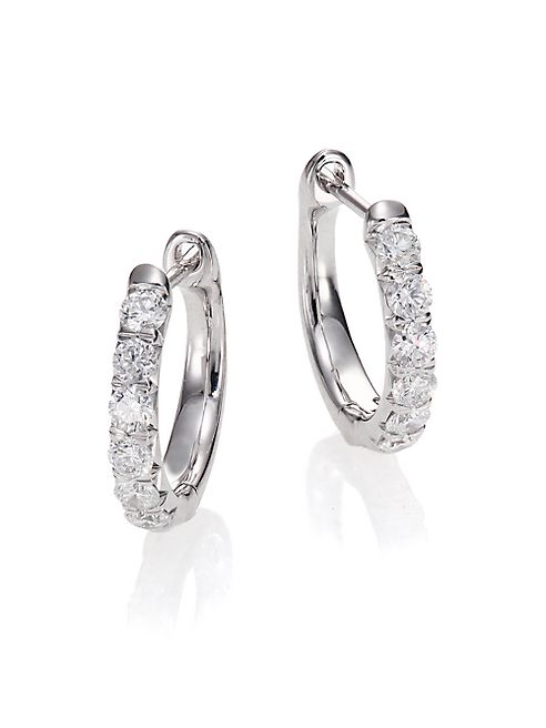 Jude Frances - Jude Diamond & 18K White Gold Huggie Hoop Earrings/0.5