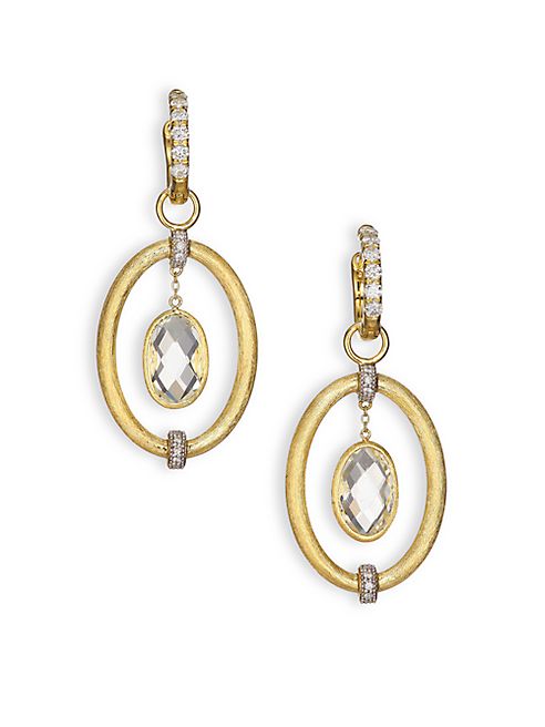 Jude Frances - Classic White Topaz, Diamond & 18K Yellow Gold Oval Link Earring Charms