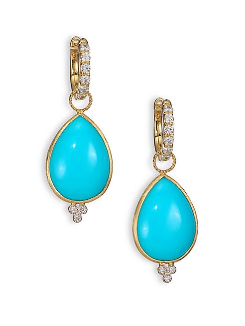 Jude Frances - Classic Turquoise, Diamond & 18K Yellow Gold Large Pear Earring Charms