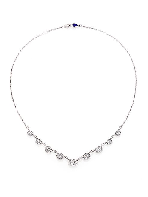 Plevé - Ice Diamond & 18K White Gold Mini Pebble Station Necklace