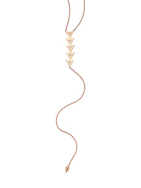 Zoe Chicco - Diamond & 14K Rose Gold Triangle Lariat Necklace