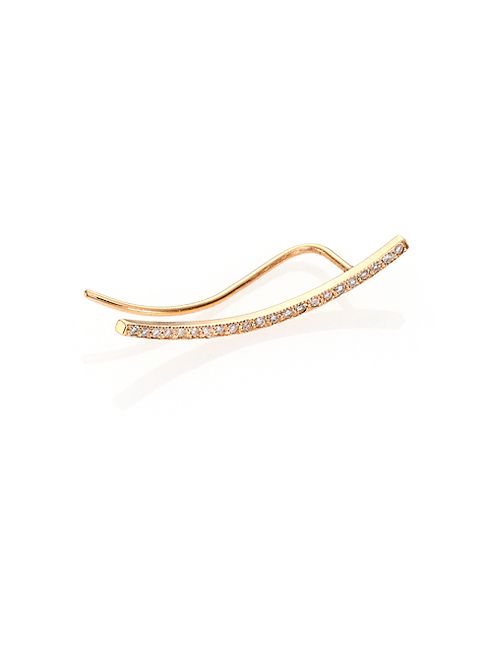 Zoe Chicco - Diamond & 14K Yellow Gold Curved Bar Single Ear Shield