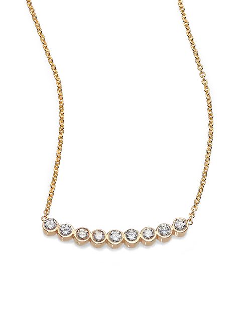 Zoe Chicco - Diamond & 14K Yellow Gold Curved Bezel Bar Necklace