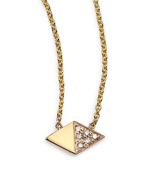 Zoe Chicco - Diamond & 14K Yellow Gold Double Triangle Necklace