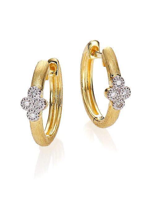 Jude Frances - Provence Diamond & 18K Yellow Gold Small Hoop Earrings/0.65