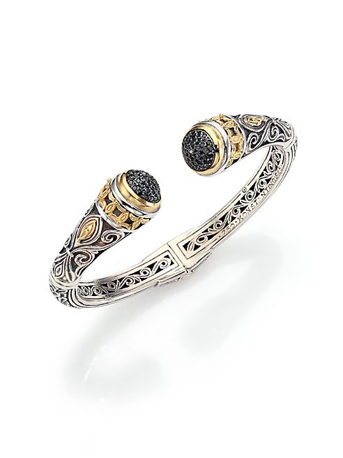 Konstantino - Asteri Black Diamond, 18K Yellow Gold & Sterling Silver Filigree Cuff Bracelet