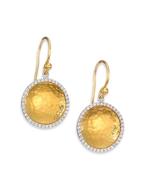 GURHAN - Hourglass Diamond & 24K Yellow Gold Small Drop Earrings