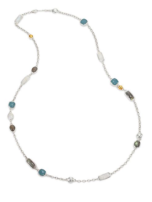 GURHAN - Lentil Semi-Precious Multi-Stone, 24K Yellow Gold & Sterling Silver Storm Long Station Necklace