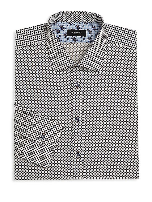 Sand - Regular-Fit Gingham Floral Dress Shirt