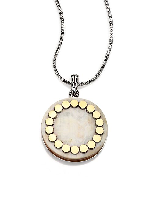 John Hardy - Dot Buffalo Horn, 18K Yellow Gold & Sterling Silver Large Locket Necklace