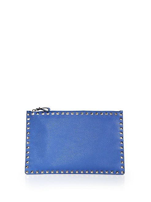 Valentino - Rockstud Grained Leather Zip Pouch