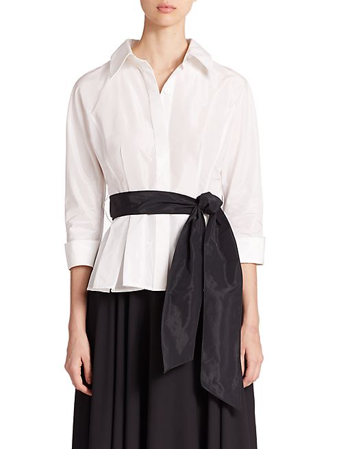 Teri Jon by Rickie Freeman - Collared Peplum Blouse