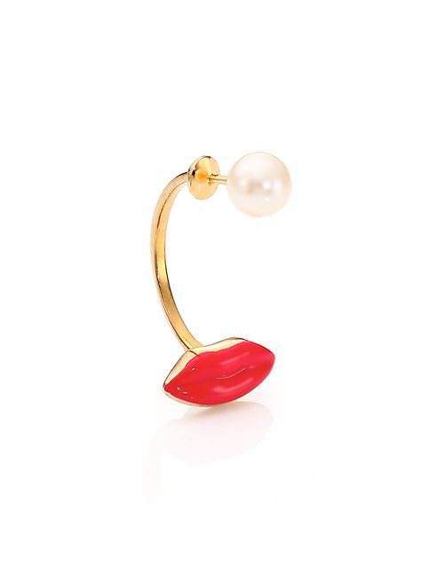 Delfina Delettrez - Red Lips and Pearl Single Earring