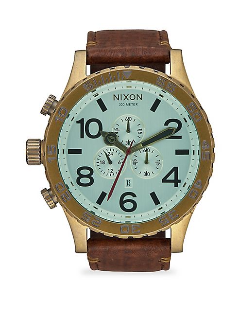 Nixon - 51-30 IP Stainless Steel & Leather Chronograph Strap Watch