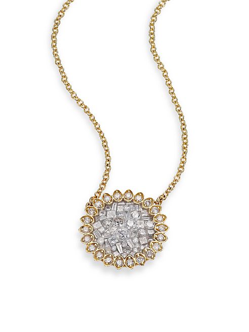 Plevé - Ice Diamond & 18K Yellow Gold Mini Flower Pendant Necklace