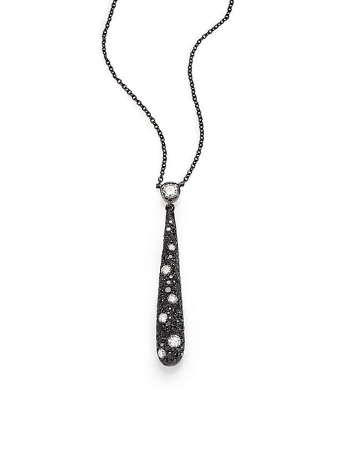 Kwiat - Cobblestone Black/White Diamond & 18K White Gold Teardrop Pendant Necklace