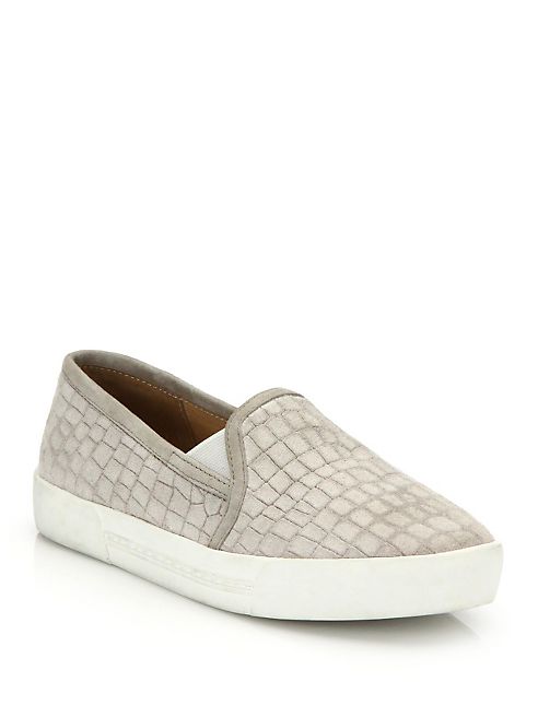 Joie - Huxley Croc-Embossed Suede Skate Sneakers