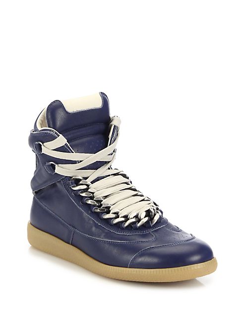 Maison Margiela - Future Chained Leather High-Top Sneakers