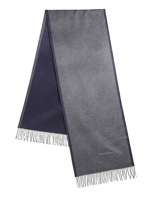 Salvatore Ferragamo - Two-Tone Fringed Silk Scarf