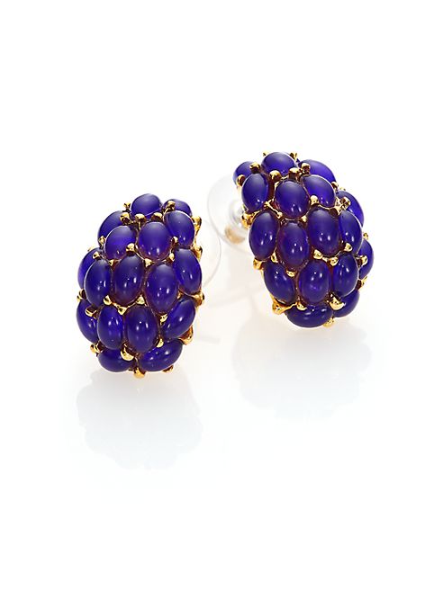 Kenneth Jay Lane - Cabochon J-Hoop Earrings