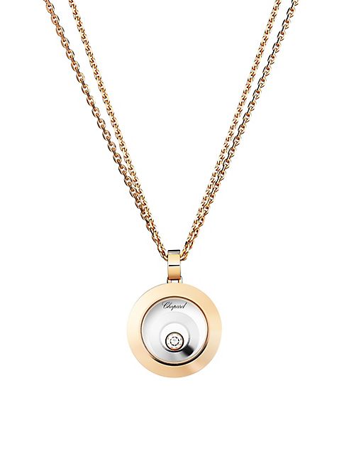 Chopard - Happy Spirit Diamond, 18K Rose & White Gold Double Circle Pendant Necklace