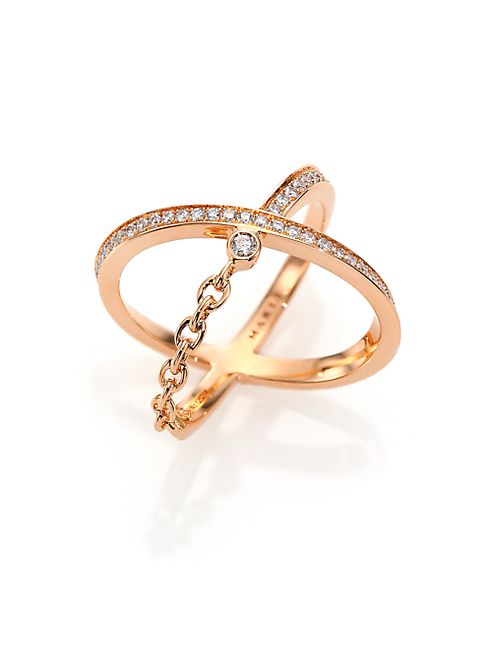 Marli - Ransom Diamond & 18K Rose Gold Crisscross Ring