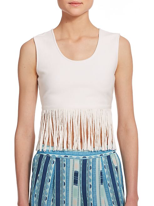 BCBGMAXAZRIA - Jaleigh Fringe Cropped Top