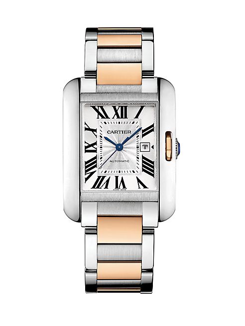 Cartier - Tank Anglaise Automatic Medium 18K Pink Gold & Stainless Steel Bracelet Watch