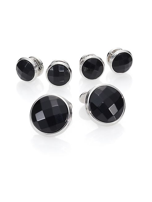 David Donahue - Faceted Black Onyx & Sterling Silver Stud Set