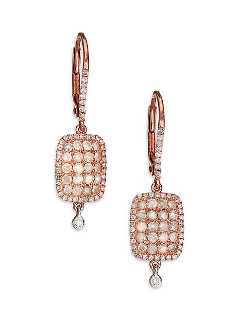 Meira T - Diamond & 14K Rose & White Gold Ice Drop Earrings