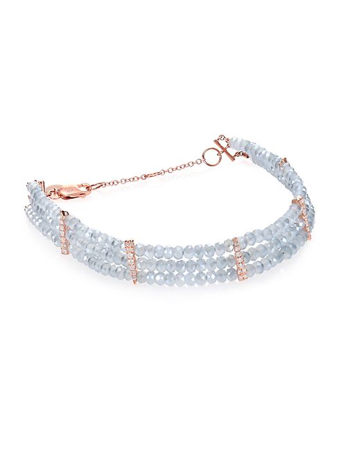 Meira T - Mystic Quartz, Diamond & 14K Rose Gold Three-Row Beaded Bracelet