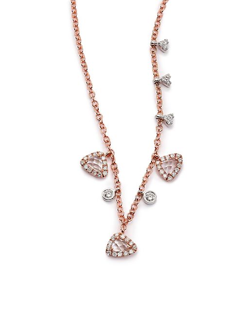 Meira T - White Topaz, Diamond & 14K Rose Gold Charm Necklace