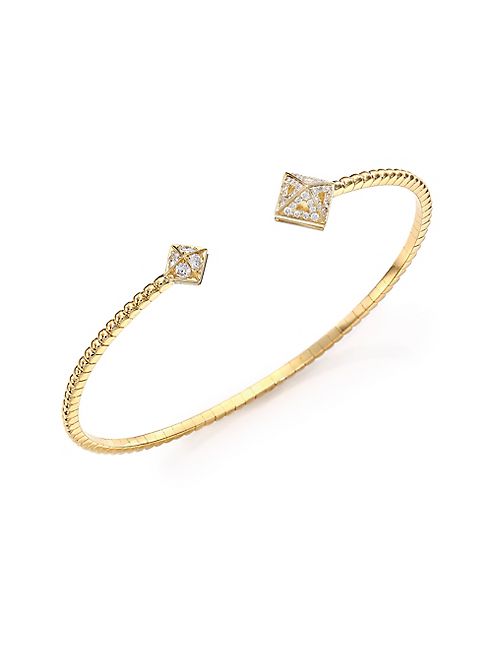 Marli - Astrid Diamond & 18K Yellow Gold Cube Cuff Bracelet