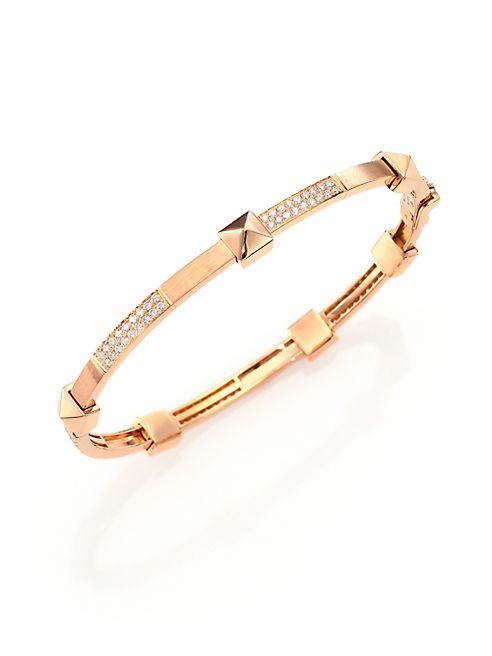 Marli - Pyramide Diamond & 18K Rose Gold Boheme Oval Bangle Bracelet