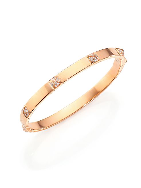 Marli - Pyramide Diamond & 18K Rose Gold Station Bangle Bracelet