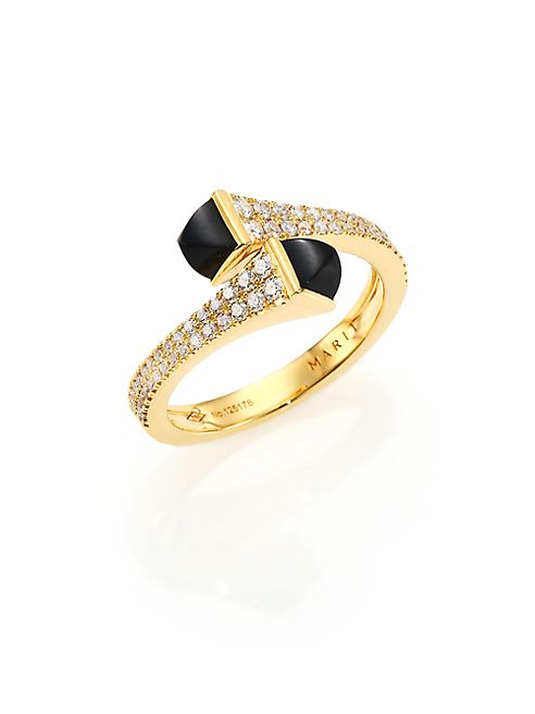 Marli - Cleo Black Onyx, Diamond & 18K Yellow Gold Wrap Ring