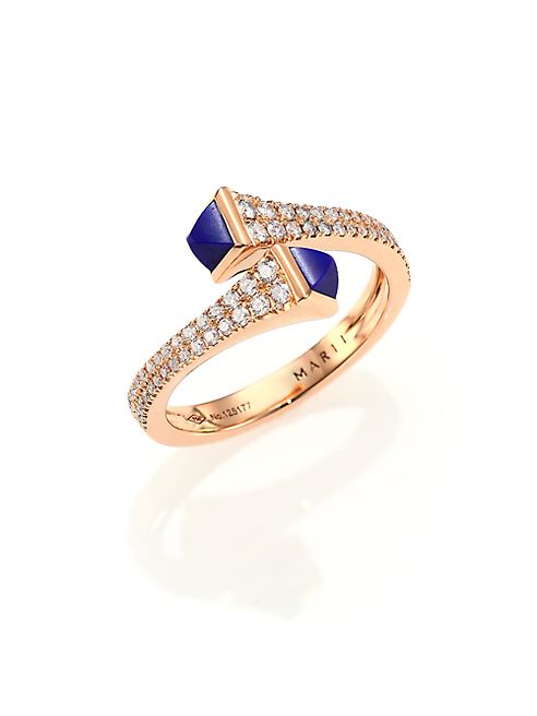 Marli - Cleo Lapis, Diamond & 18K Rose Gold Wrap Ring