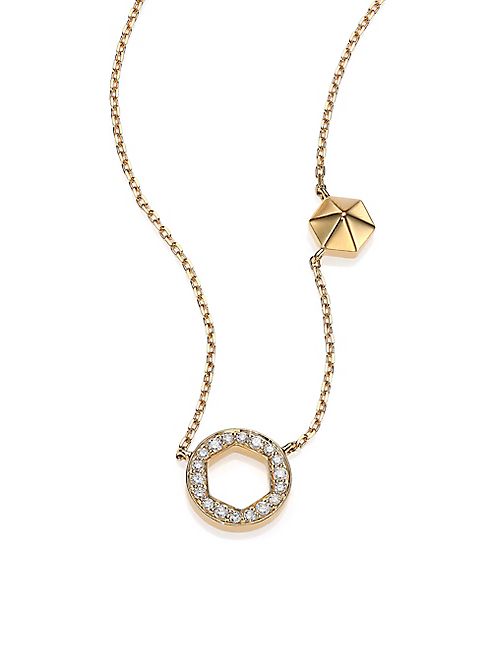 Marli - Astrid Diamond & 18K Yellow Gold M+M Circle Necklace