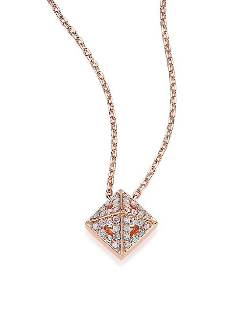 Marli - Astrid Diamond & 18K Rose Gold M+M Cube Necklace