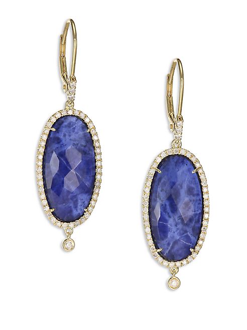 Meira T - Sodalite, Diamond & 14K Yellow Gold Drop Earrings