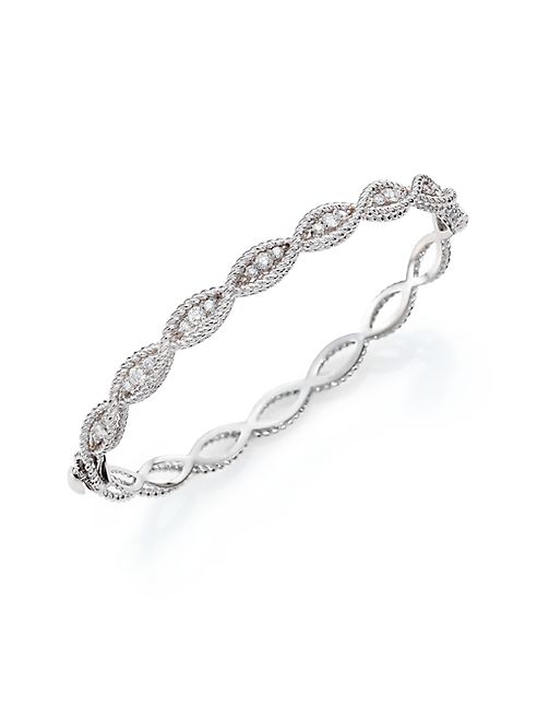 Roberto Coin - Barocco Diamond & 18K White Gold Braided Bangle Bracelet