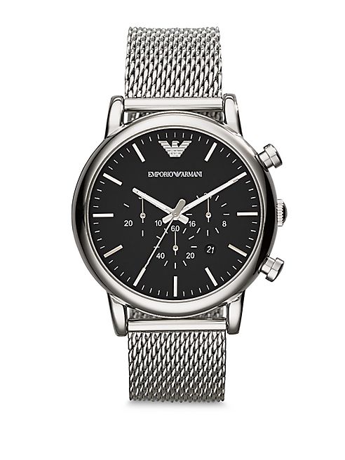 Emporio Armani - Round Stainless Steel Chronograph Watch