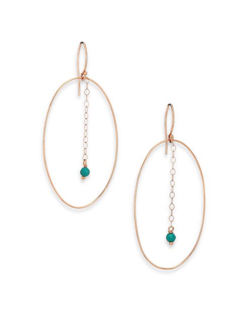 GINETTE NY - Fallen Sky Turquoise & 18K Rose Gold Ellipse Drop Earrings