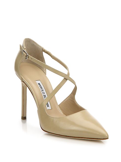 Manolo Blahnik - Umice Leather  Crisscross Pumps