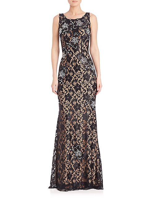 Jovani - Sequined Lace Gown