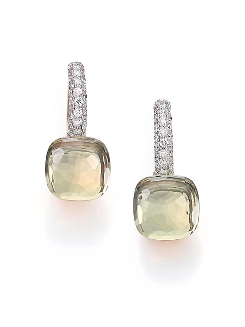 Pomellato - Nudo Prasiolite, Diamond & 18K Rose Gold Leverback Earrings