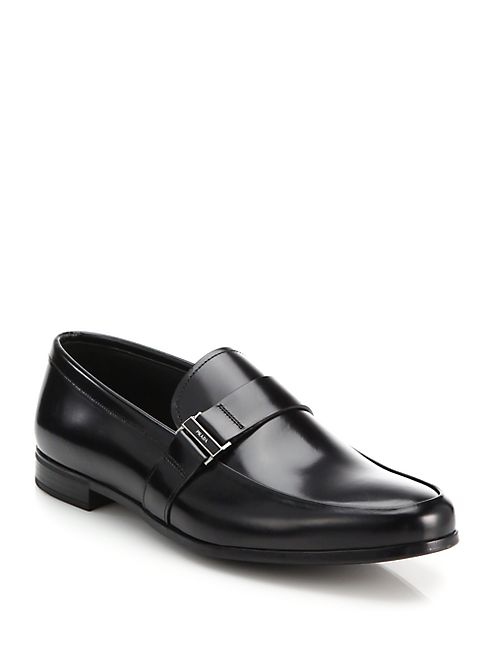 Prada - Spazzolato Leather Side-Buckle Loafers