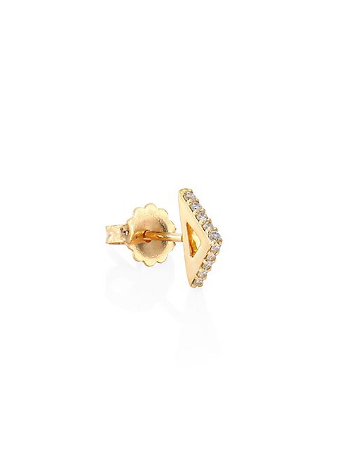 Paige Novick - TPLT Triangle Diamond & 18K Yellow Gold Single Stud Earring