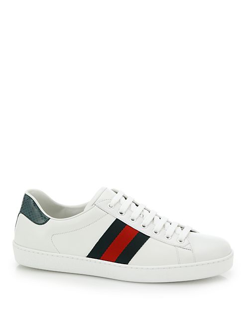 Gucci - Croc-Detail Leather Sneakers