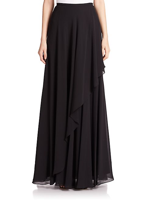 Teri Jon by Rickie Freeman - Chiffon Asymmetrical Maxi Skirt